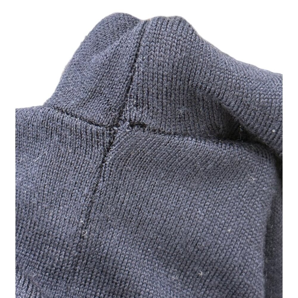 Sezane Jacob Sweater Jumper Navy Blue Long Sleeve Wool High Neck Buttons Size XS - Picture 7 of 11
